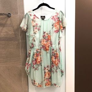 Angie mint polka dot floral dress